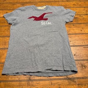Hollister So Cal Graphic T Shirt Gray Bird Logo Short Sleeve Cotton Mens S